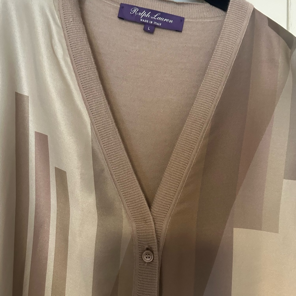 Ralph Lauren Women's Beige V-Neck Cardigan